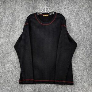 Veezo Black Pullover Sweater Men’s XL Y2K Ribbed Classic Crew Neck Preppy